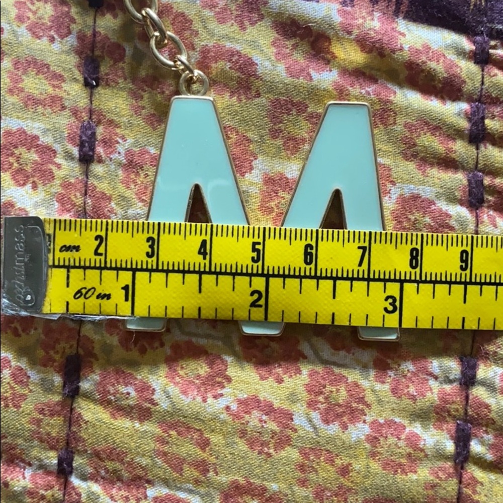 Initial "M" Keychain •Gold/Mint Color• - Picture 7 of 10